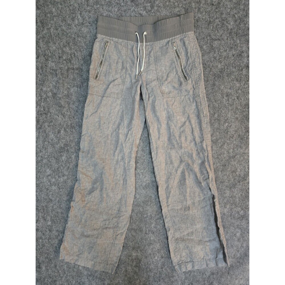 ATHLETA Cabo Linen Wide Leg Pants Size 0 Gray Active Lounge Costal 406734